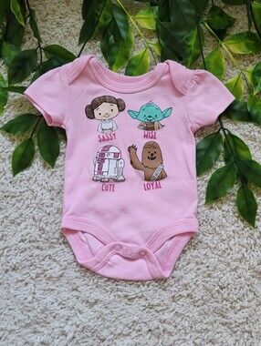 Baby Girl Light Pink Star Wars Onesie (0-3 Months)